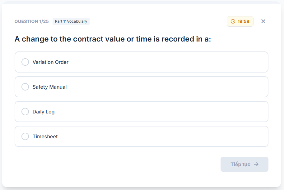 cấu trúc bài test tiếng anh xây dựng miễn phí