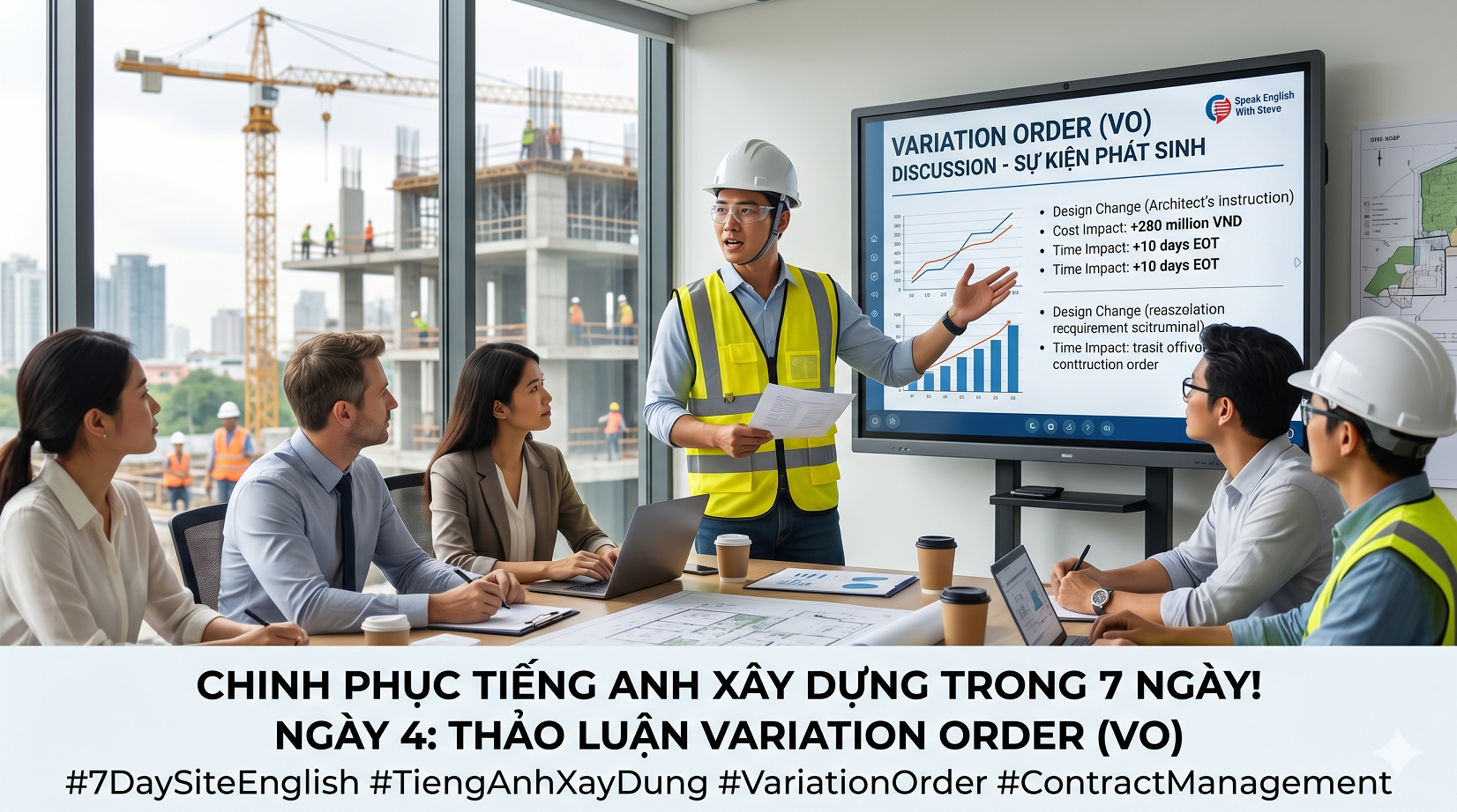 Tiếng Anh Xây Dựng Ngày 4: Thảo luận Lệnh thay đổi hợp đồng